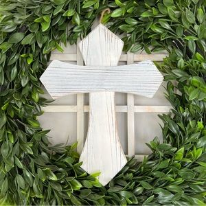 Rustic Cross | Farmhouse Style, Shabby Chic, White Wood Cross, Distressed Finish